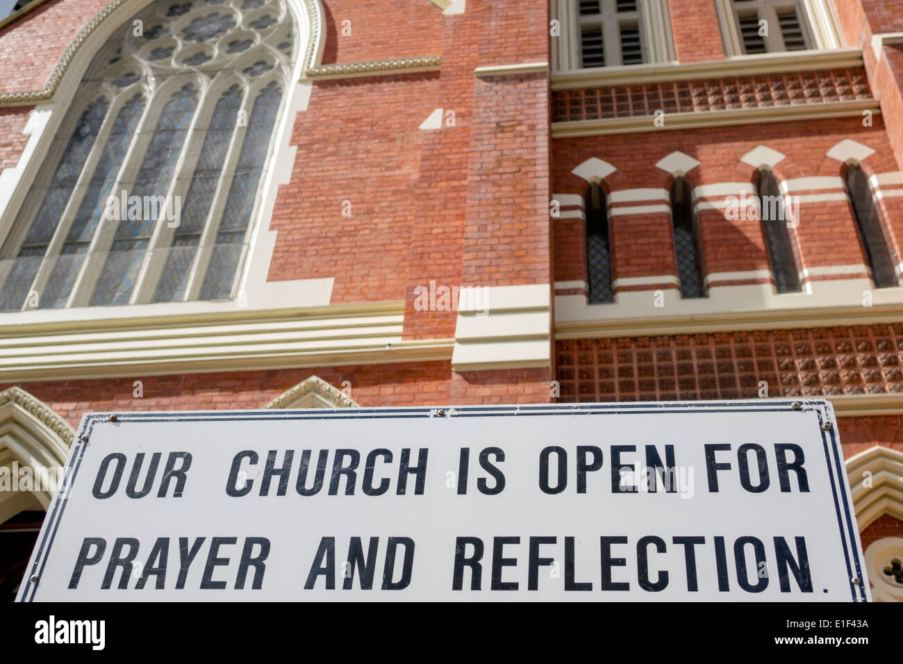 Brisbane Australia,Albert Street Congregación,iglesia,Iglesia Unida,Cristiano,signo,abierto,oración,reflexión,AU140313103 Foto de stock
