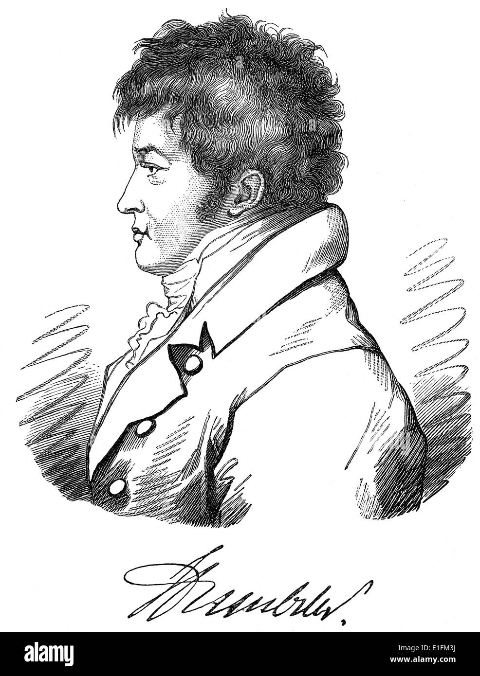 Friedrich Wilhelm Christian Carl Ferdinand von Humboldt, 1767 - 1835, un erudito alemán, estadista, fundador University de Berlín Foto de stock