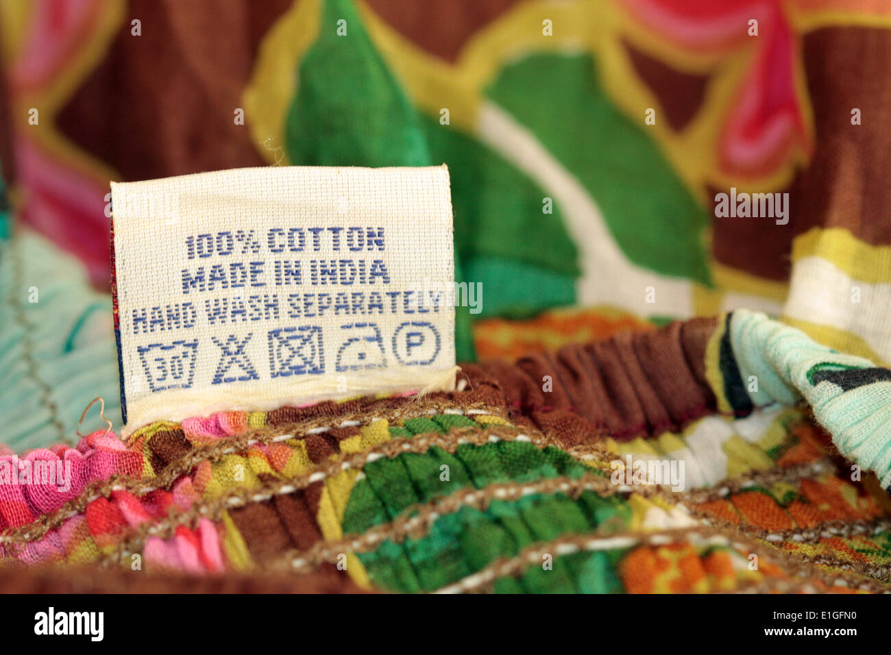 Marcador - ropa hecha en la India - Mayo de 2014. Foto de stock