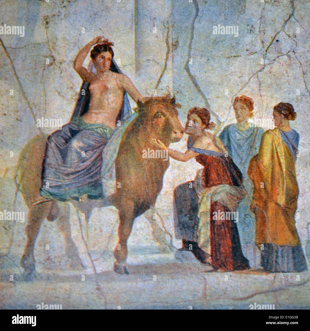 Fresco descubierto en Pompeya. Fechado a comienzos de A.D. Foto de stock