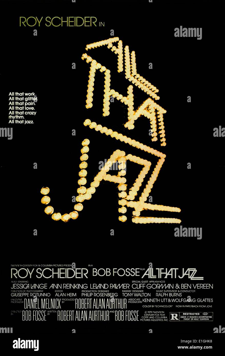 Todo lo que el Jazz una película musical estadounidense de 1979 protagonizada por Roy Scheider. Foto de stock