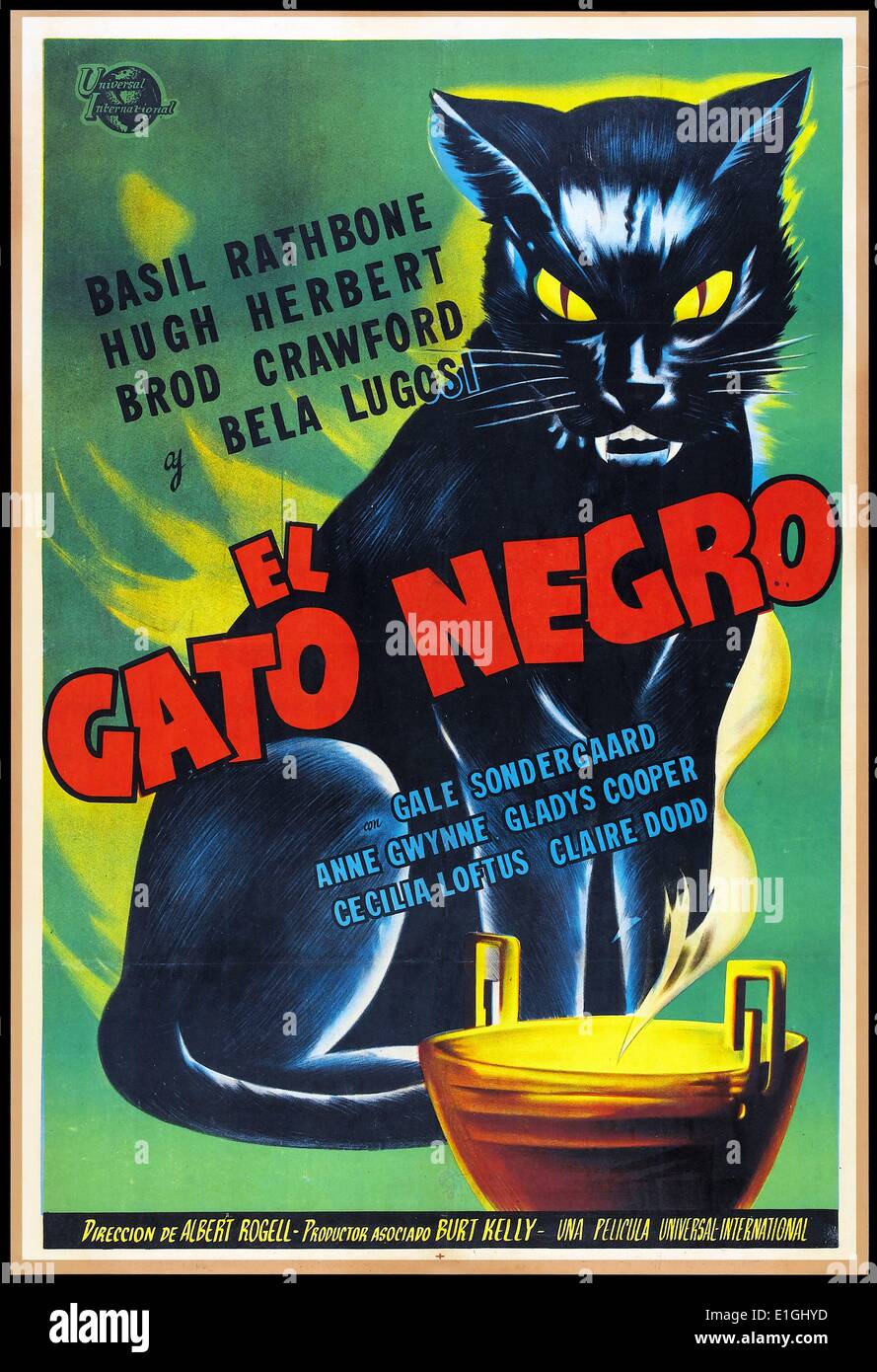 El Gato Negro) película española cartel para el gato negro de una película  de 1941 basada en el cuento de Edgar Allan Poe. La comedia/película de  terror fue dirigida por Albert S.