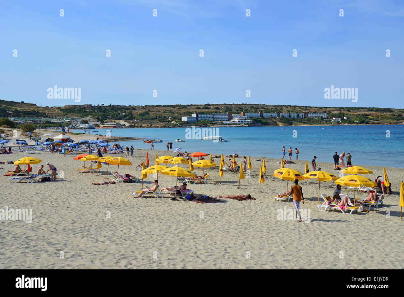 Playa Mellieħa, Mellieħa (il-Mellieħa), Distrito Norte, Malta Majjistral Región, República de Malta Foto de stock