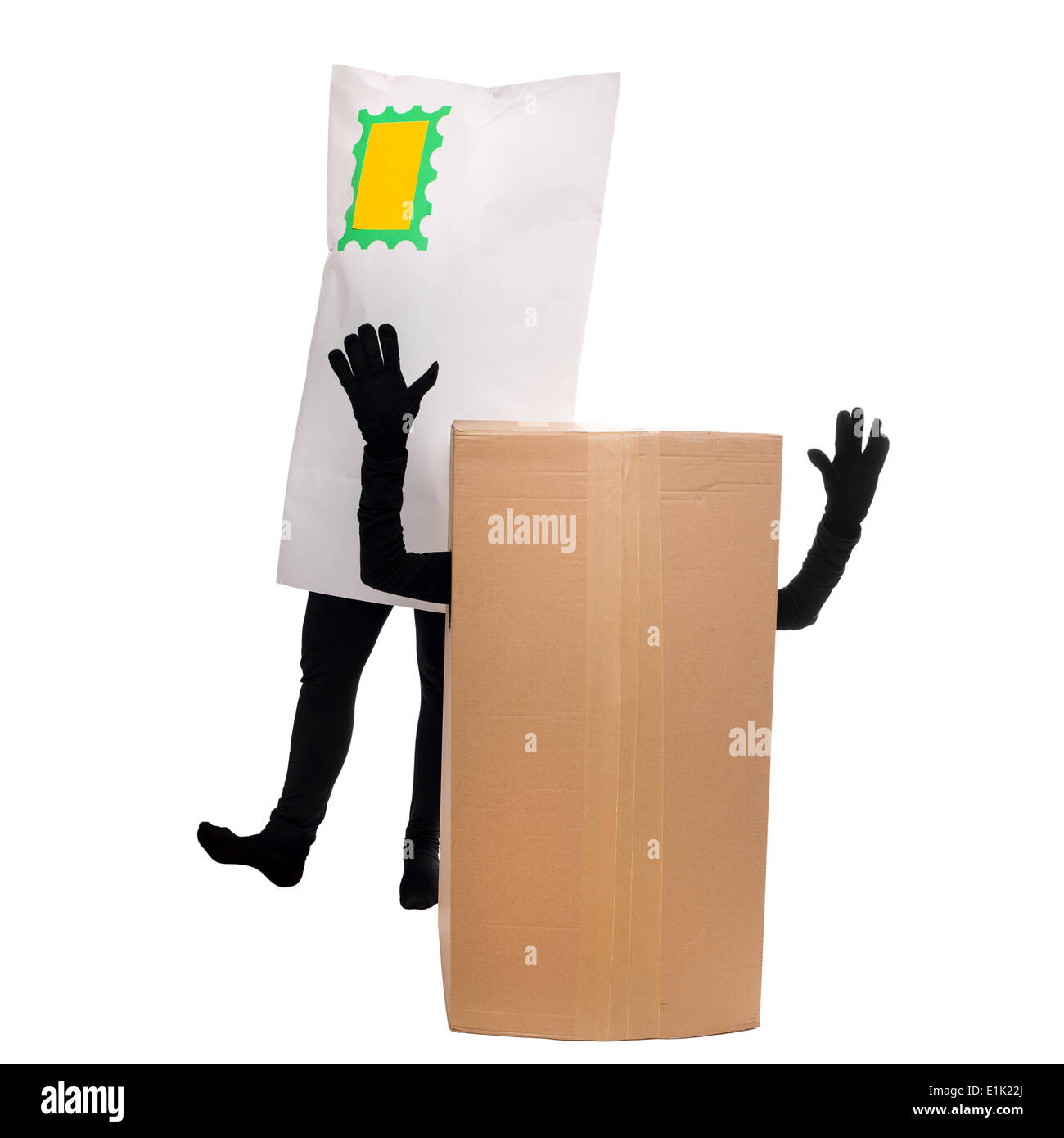 Concepto: La entrega de paquetes con gracioso cartas y paquetes Foto de stock