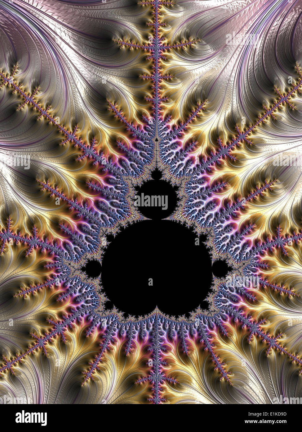 Fractal de Mandelbrot computación gráfica mostrando una imagen fractal derivado del conjunto de Mandelbrot fractales geometría se utilizan para derivar Foto de stock