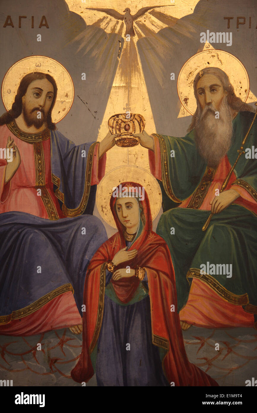 Icono de Santa María de los Mongoles" Iglesia griega Foto de stock