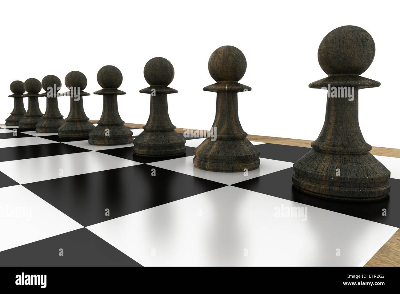 Los peones de ajedrez negro a bordo Foto de stock