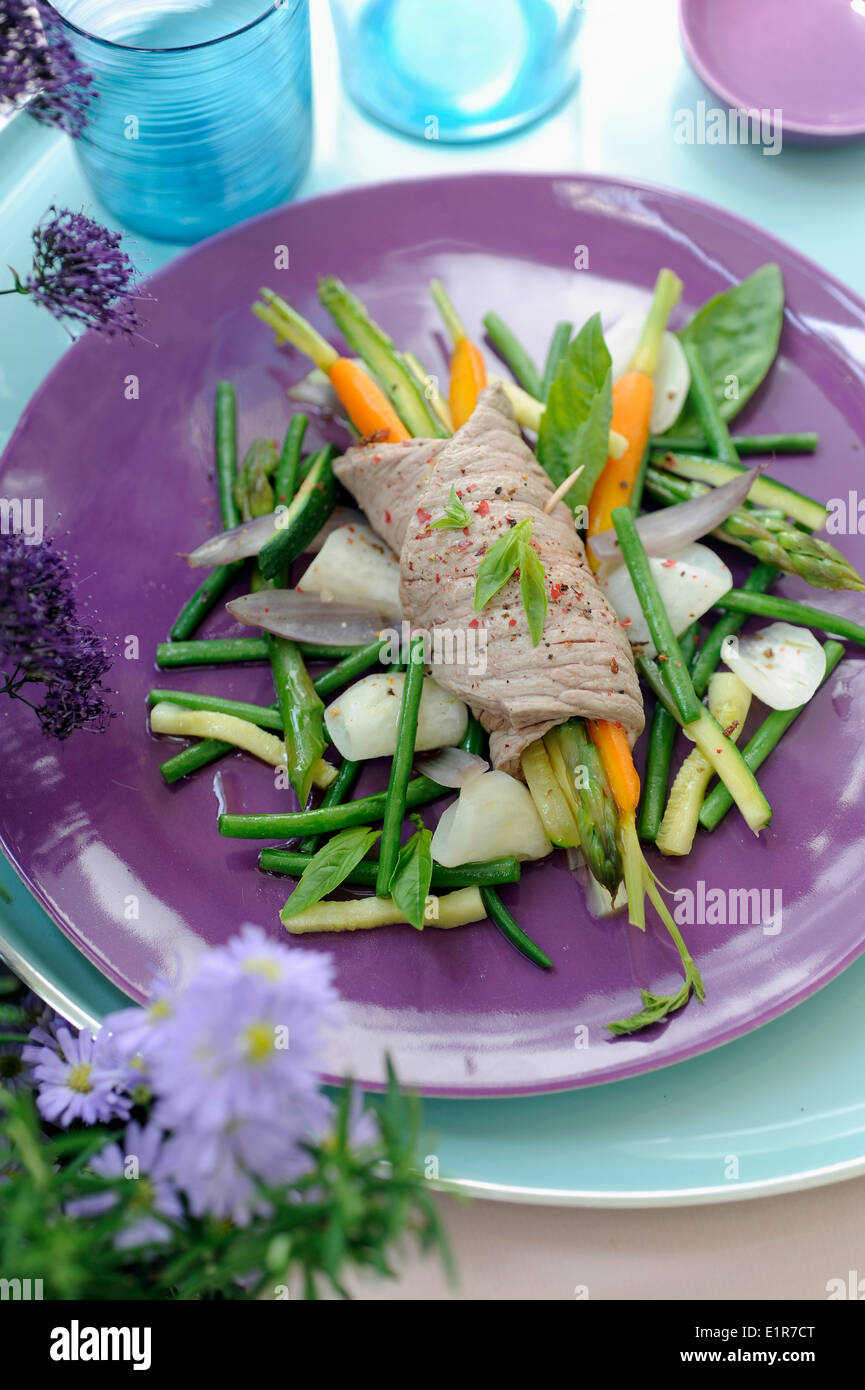 Filete de carne y verdura pot-au-feu Foto de stock