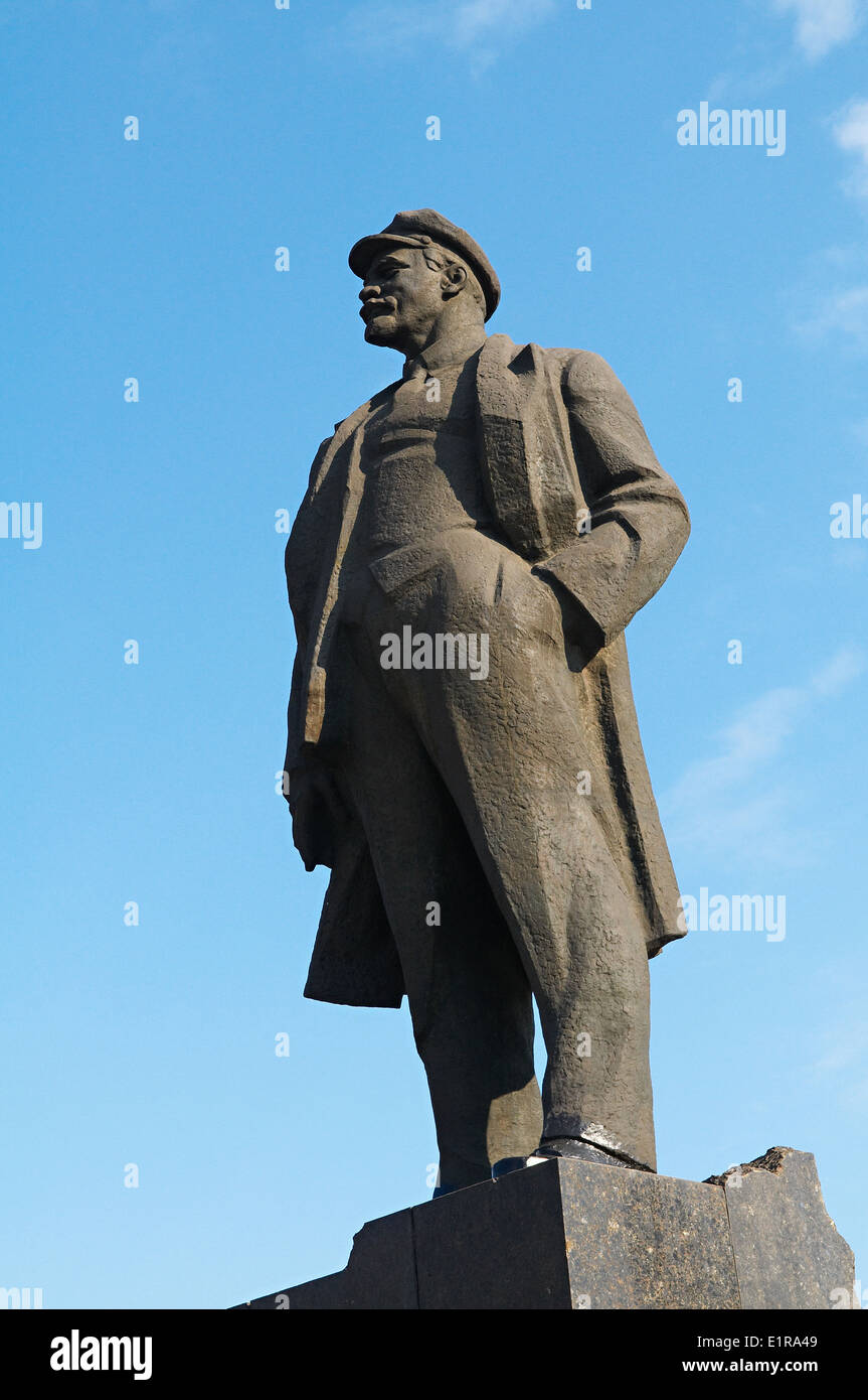 Ucrania, Donetsk, Lenine estatua en la plaza principal Foto de stock