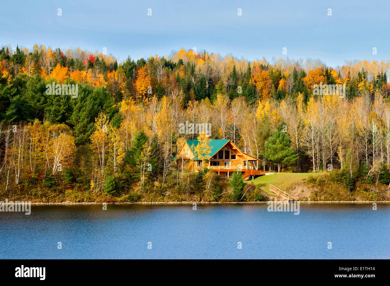 Log House, Kent, superior del valle del río Saint John, New Brunswick, Canadá Foto de stock