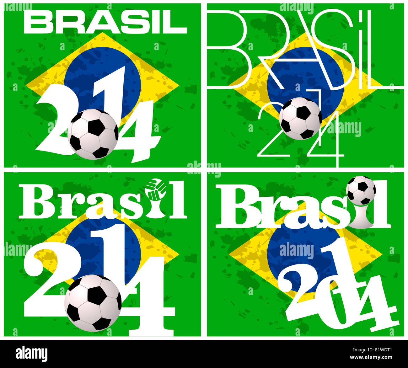 Brasil 2014 el campeonato de fútbol. Juego de 4 afiches. Foto de stock