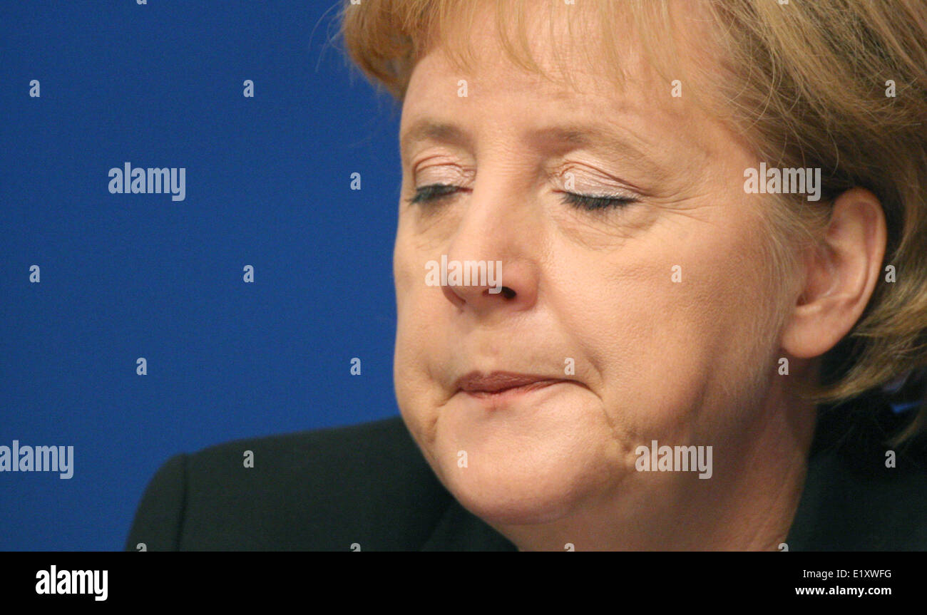 La canciller alemana Angela Merkel en la conferencia del partido CDU en Stuttgart el 1 de diciembre de 2008. Foto de stock