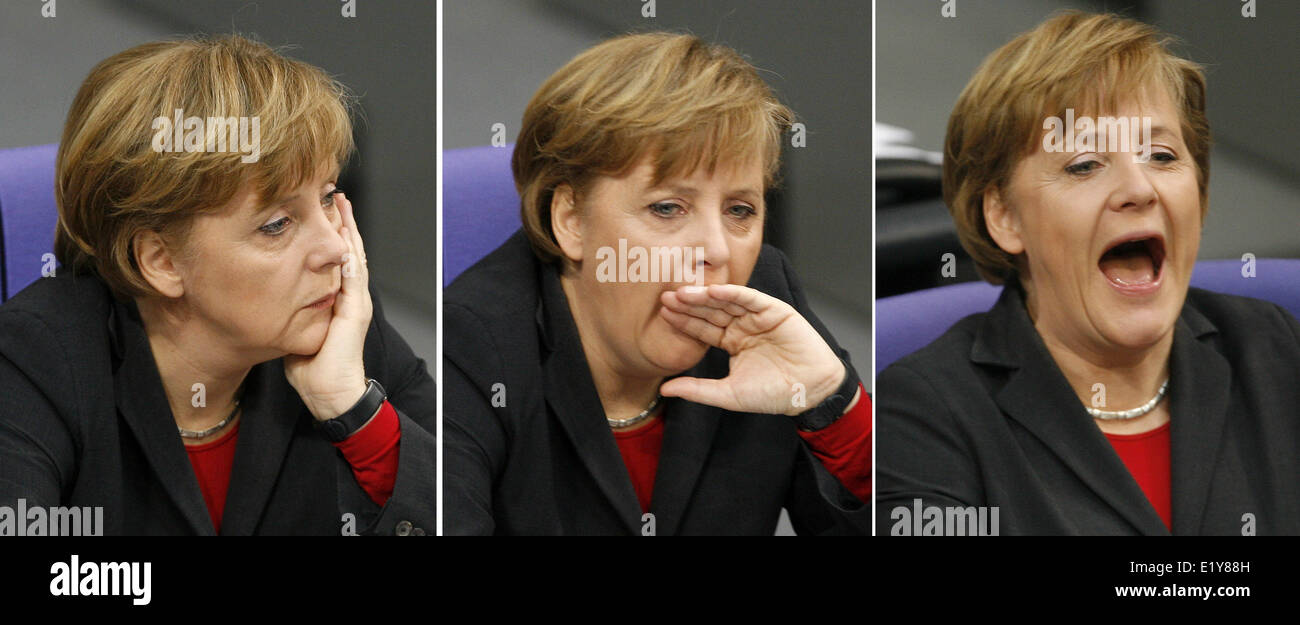 La canciller alemana, Angela Merkel, el 16 de marzo de 2006 en el Parlamento alemán (Bundestag). Foto de stock