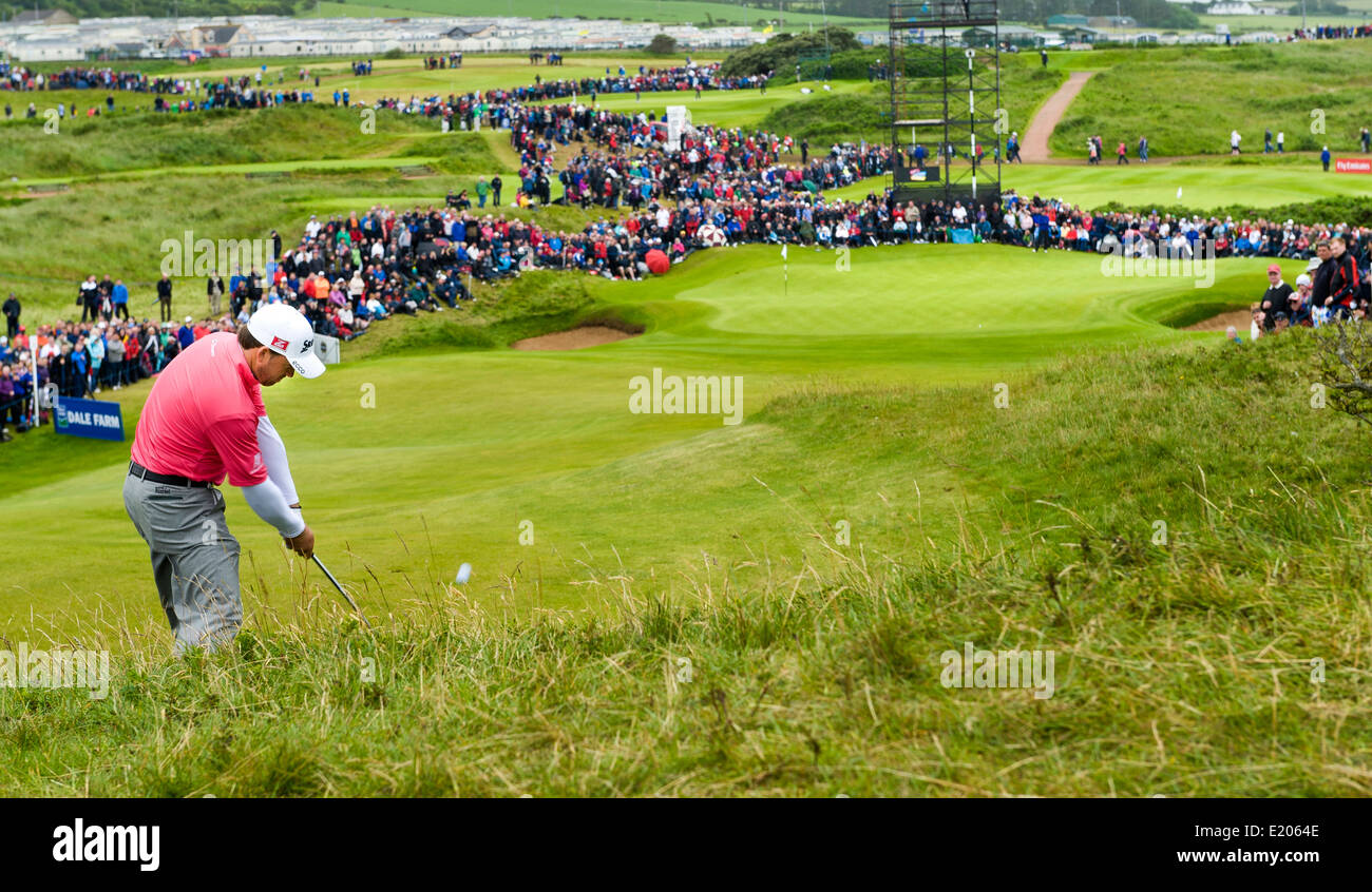 Graeme McDowell en la 17ª en el Irish Open 2012 en Royal Portrush, Irlanda del Norte Foto de stock