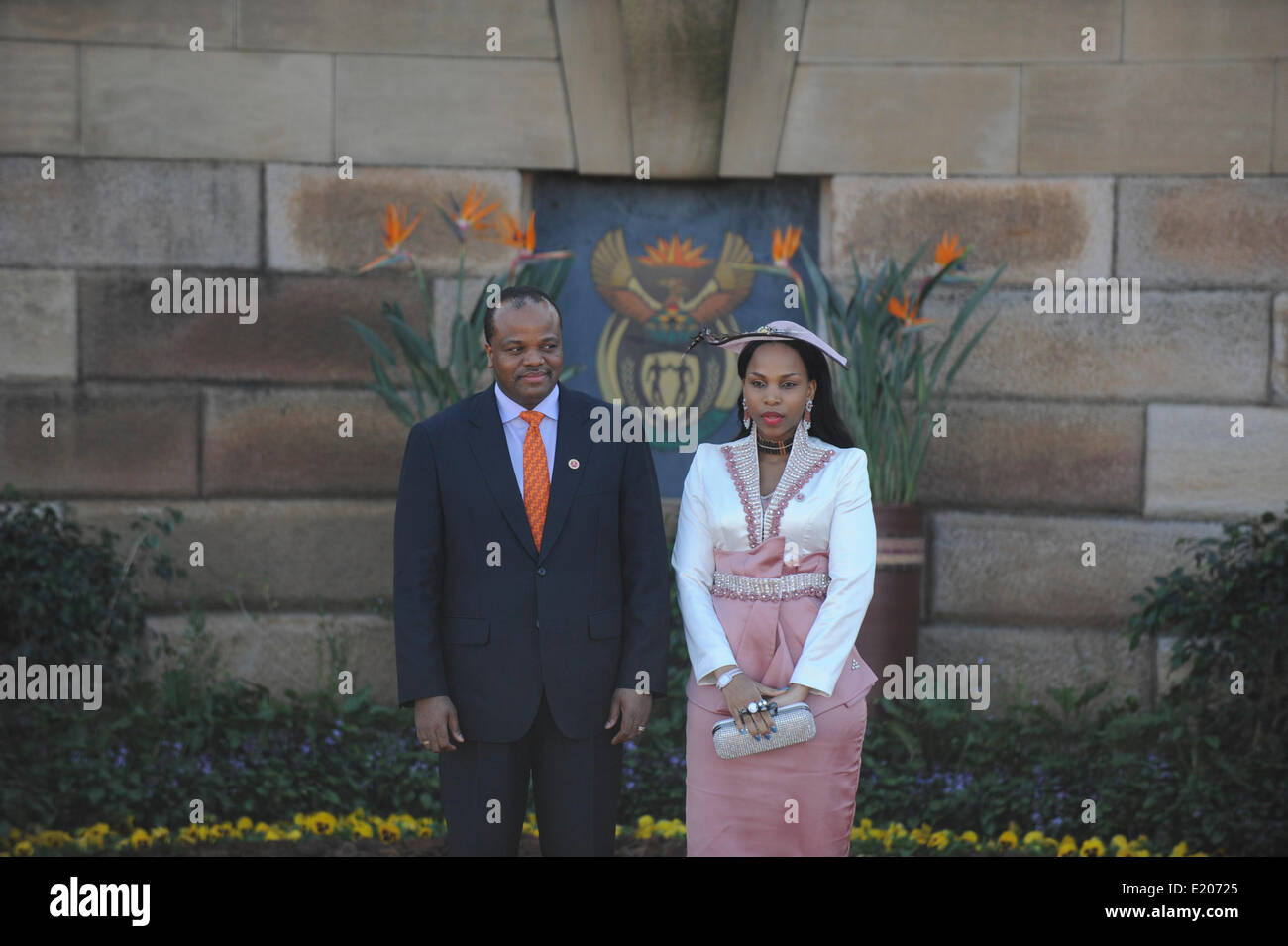 La investidura del Presidente Zuma en Union Buildings, Pretoria. 2014. El rey Mswati de Swazilandia Foto de stock
