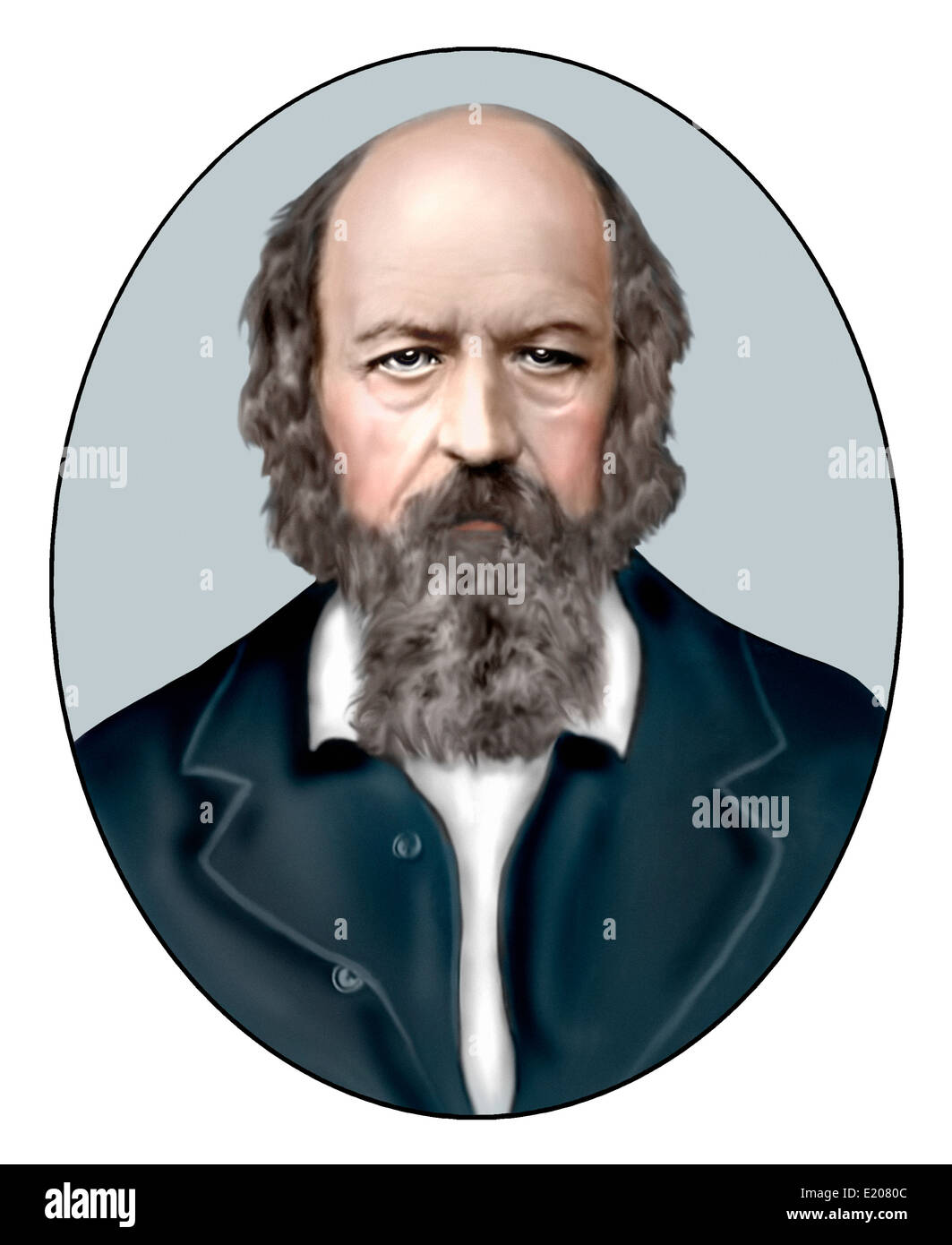 Alfred Lord Tennyson; 1809, 1892; poeta inglés; Ilustración Foto de stock