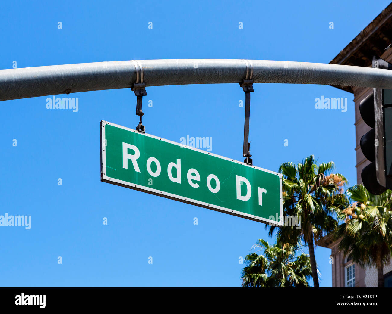 Signo de la calle Rodeo Drive, Beverly Hills, Los Ángeles, California, Estados Unidos. Foto de stock