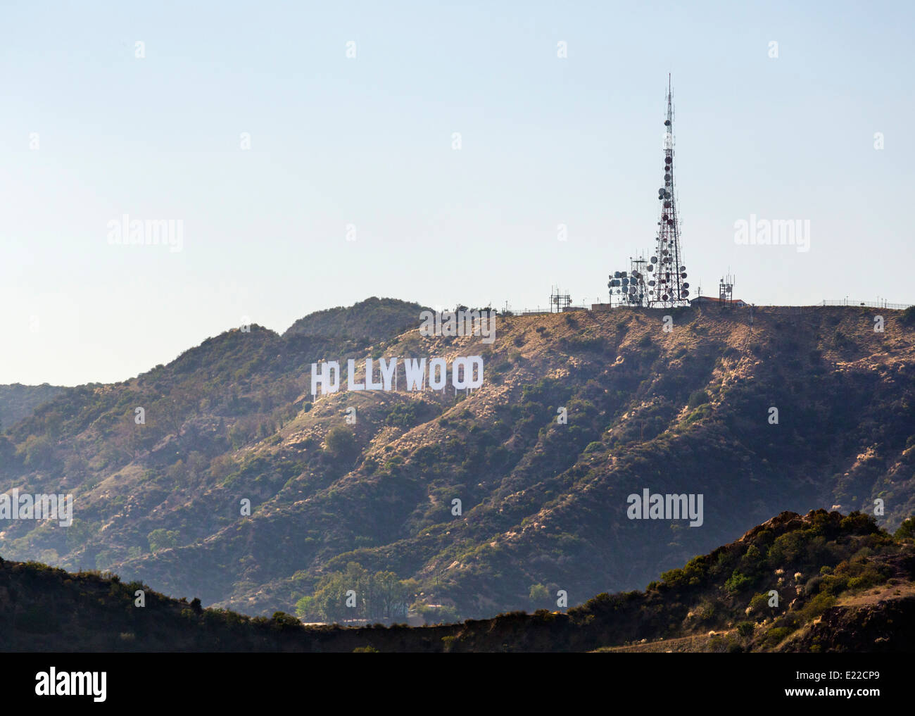 El letrero de Hollywood desde el Parque Griffith, Monte Hollywood, Los Ángeles, California, Estados Unidos. Foto de stock