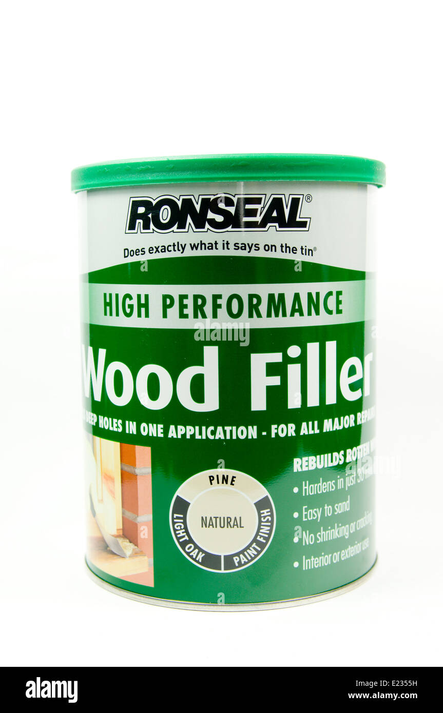 Relleno de madera marca Ronseal Foto de stock