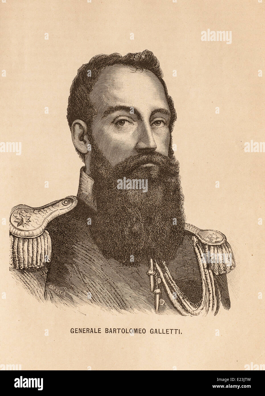 Giuseppe Mazzini desde el libro de Jessie W. Mario de vida de Mazzini. Retrato del General Bartolomeo Galletti Foto de stock