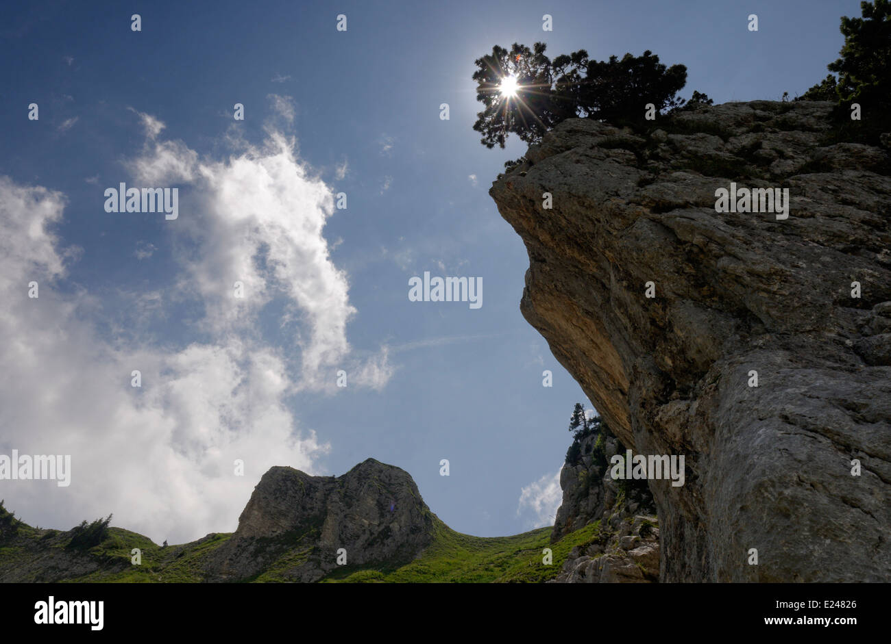 Espectacular paisaje de roca caliza en el rango de Chartreuse, cerca de Grenoble, Francia Foto de stock