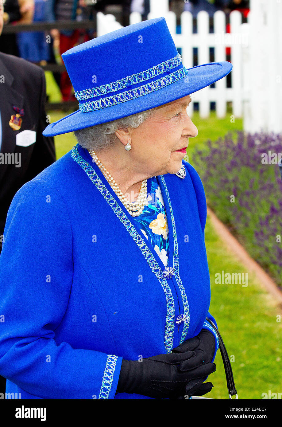 Londres, Reino Unido. El 14 de junio de 2014.La Reina Isabel II del Reino Unido asistieron al Queens Polo Cup cerca de Windsor el domingo 15 de junio de 2014. Crédito: dpa picture alliance/Alamy Live News Foto de stock