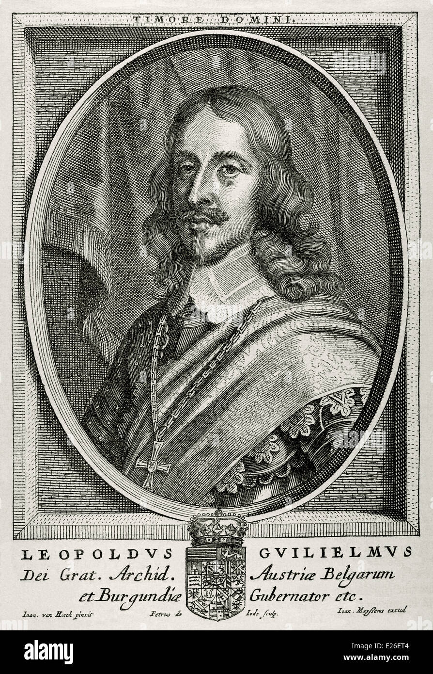 El archiduque Leopoldo Guillermo de Austria (1614-1662). Comandante militar austriaca. Retrato. Grabado. Foto de stock