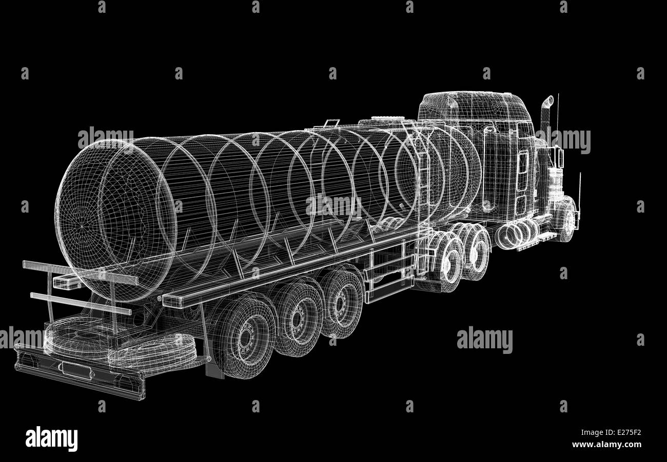 Camión cisterna aislada Logística - estructura de carrocería de camiones ,  modelo de alambre Fotografía de stock - Alamy