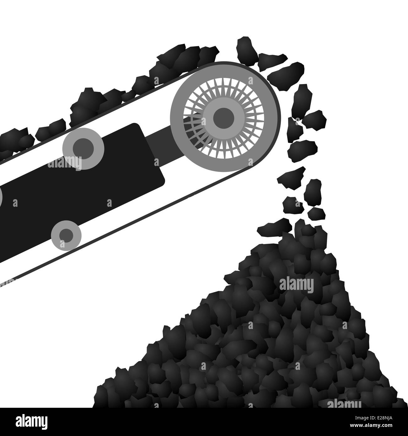 El carbón llega en una cinta transportadora y se vierte en el montón de  carbón. Ilustración sobre fondo blanco Fotografía de stock - Alamy