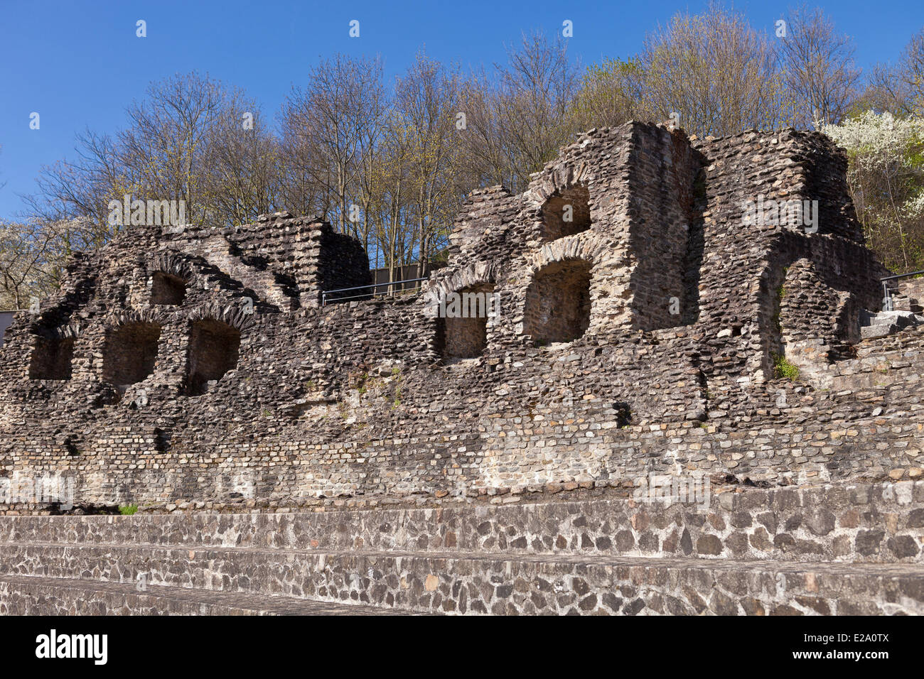 Francia, Ródano, Lyon, sitio histórico catalogado como Patrimonio Mundial por la UNESCO, la colline de Fourviere, Teatro Romano. Foto de stock