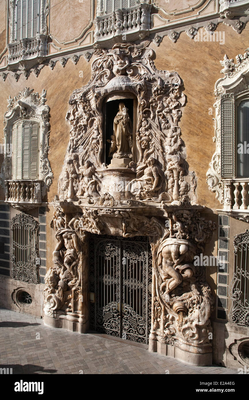 España, Comunidad Valenciana, Valencia, rococó fachada del Museo Nacional de Cerámica González Martí y las Artes Foto de stock