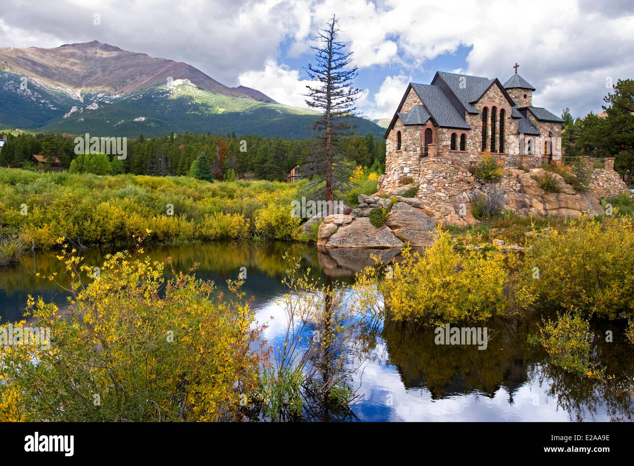 Estados Unidos del Norte de América, Colorado, el Parque Nacional de las Montañas Rocosas, la iglesia de St Malo Foto de stock