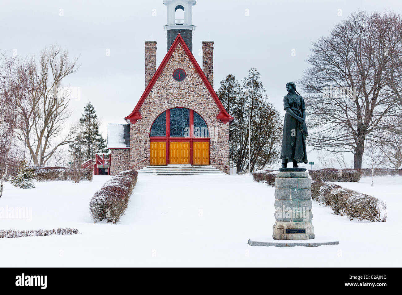 Canadá, Nueva Escocia, Grand Pre National Historic Site, catalogada como Patrimonio de la Humanidad por la UNESCO, la iglesia en el sitio de la antigua Foto de stock