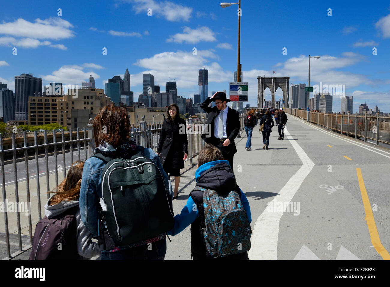 Estados Unidos, Manhattan, Ciudad de Nueva York, el Puente de Brooklyn Foto de stock