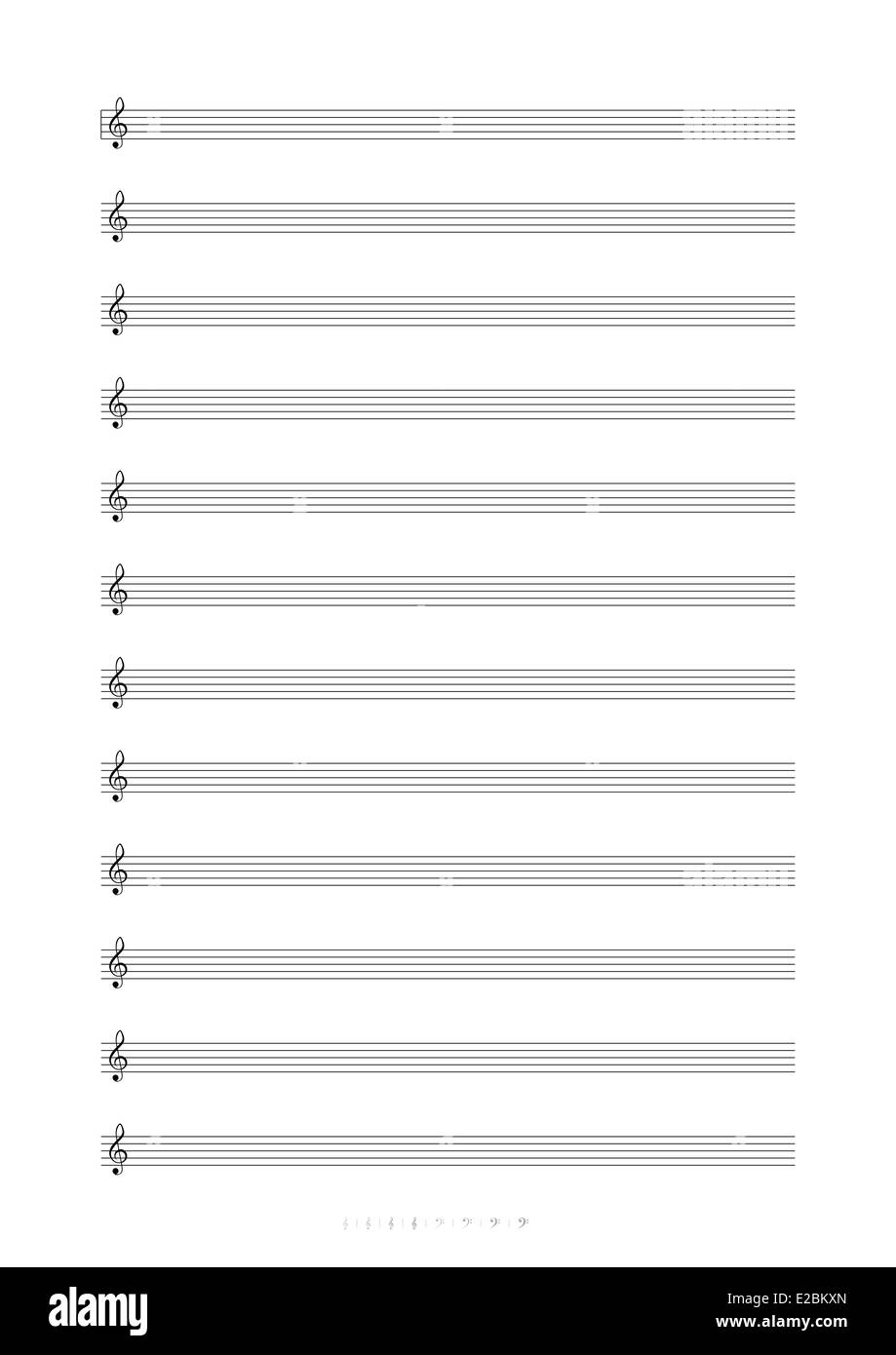 A4 en blanco con notas musicales treble clef Fotografía de stock - Alamy