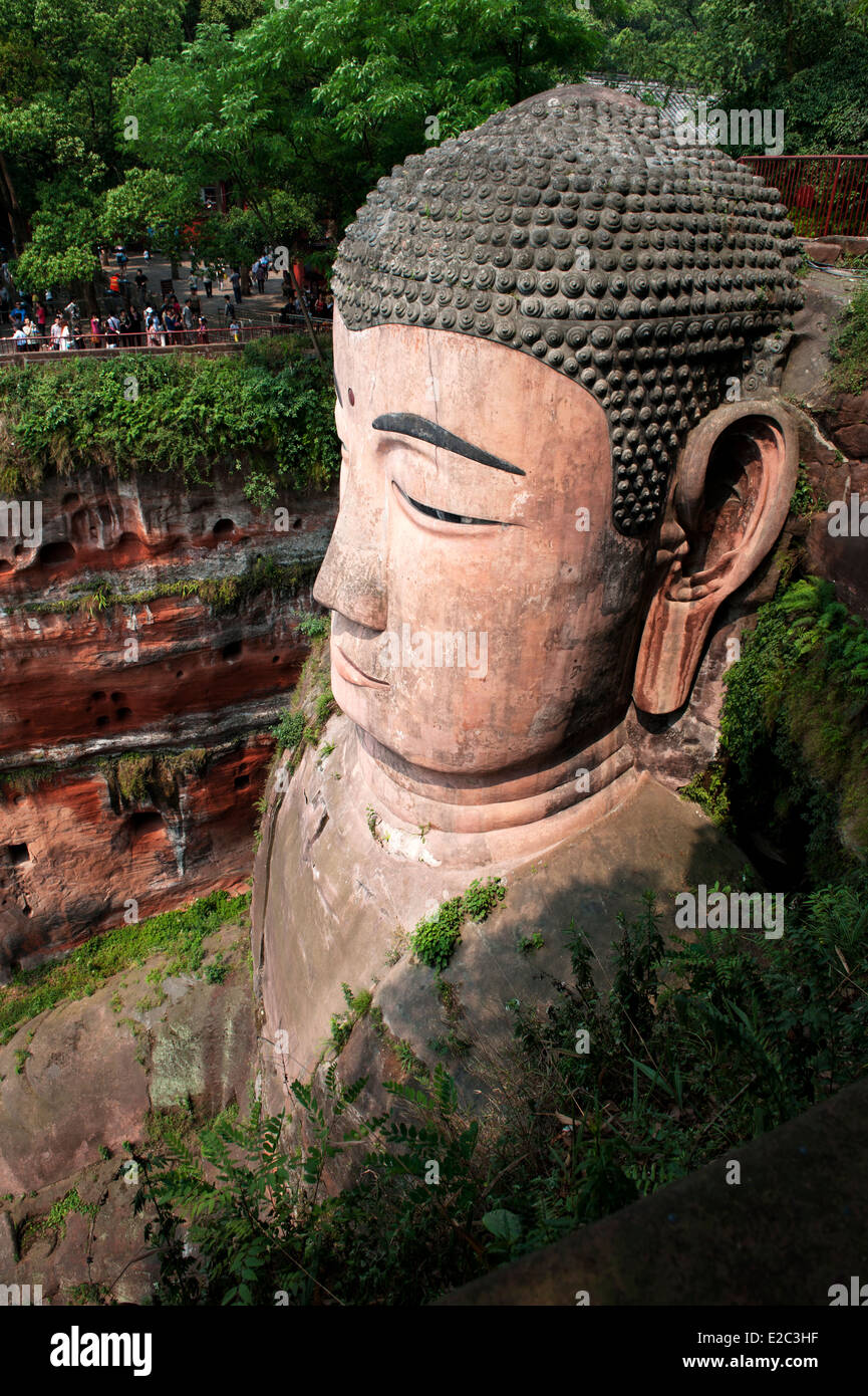 Leshan Gran Buda UNESCO patrimonio de la humanidad - el Buda más grande del mundo. Foto de stock