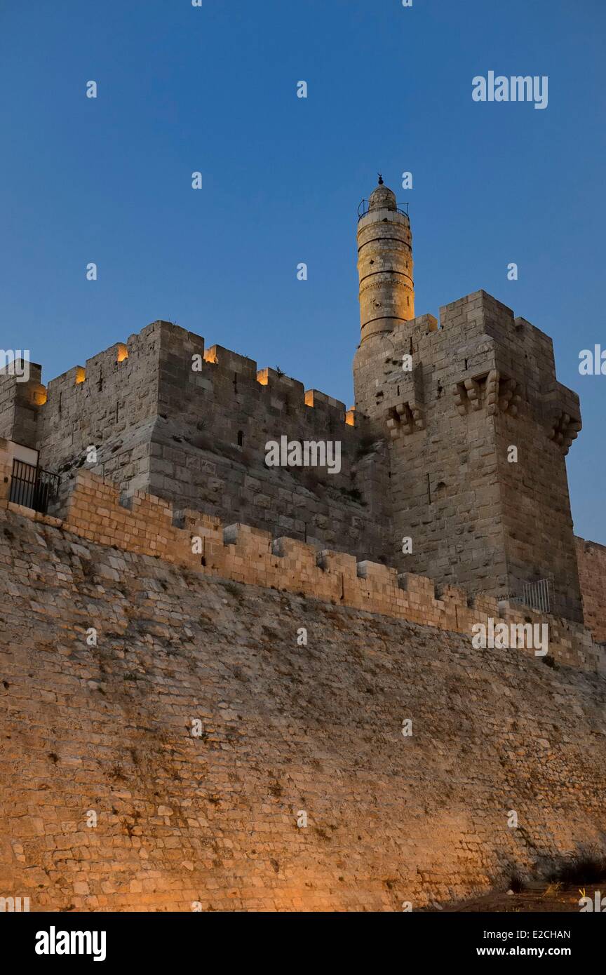 Israel, Jerusalén, la ciudad santa, la ciudad vieja listados como Patrimonio Mundial por la UNESCO, la ciudadela, cerca de la puerta de Jaffa, la Torre de David Foto de stock