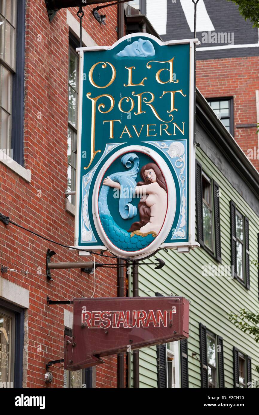 Estados Unidos Portland Maine Puerto Viejo Moulton Street Old Port Tavern Fotografía de stock