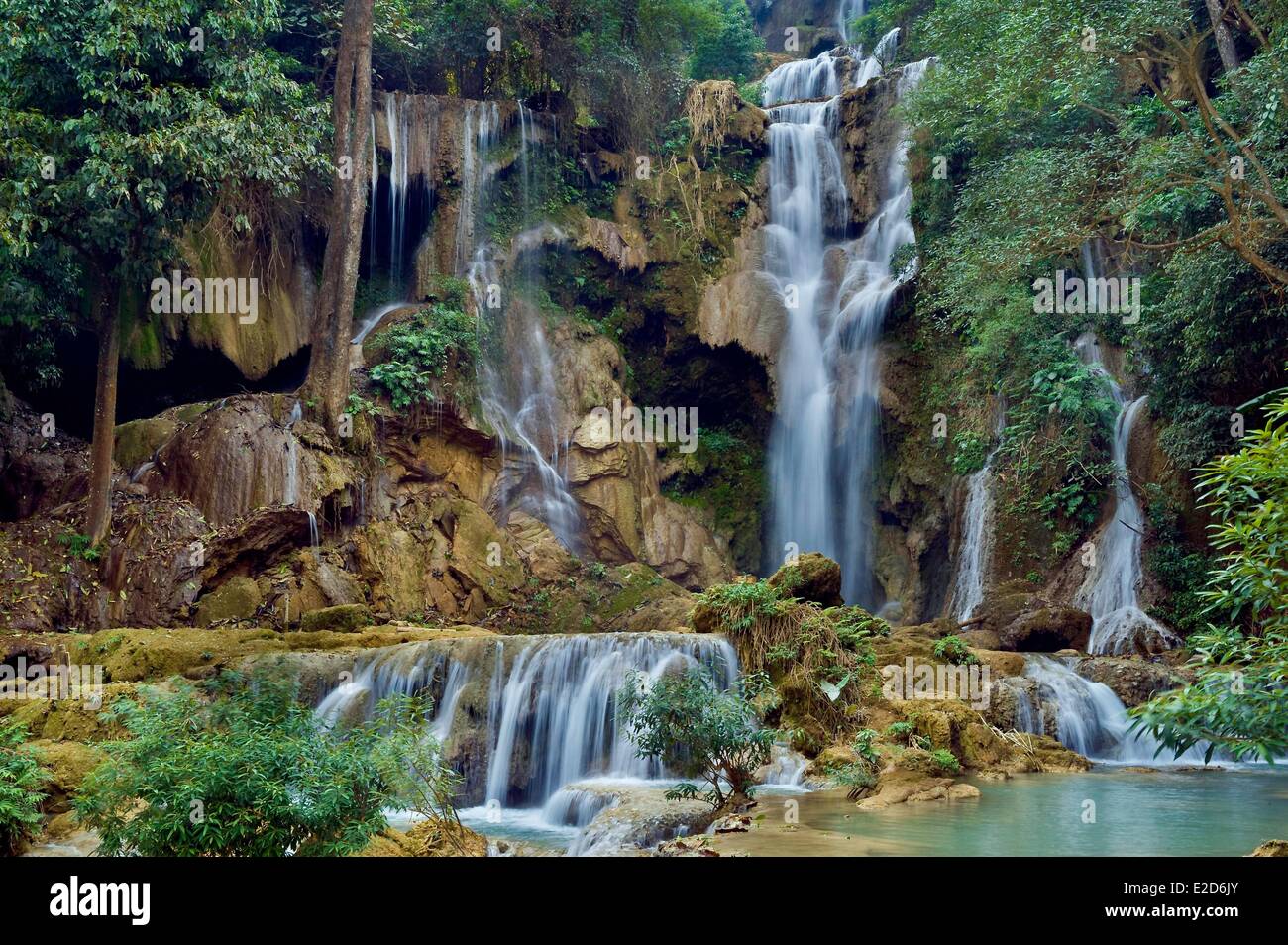 Laos Luang Prabang porvince cascada Kuang Si Foto de stock