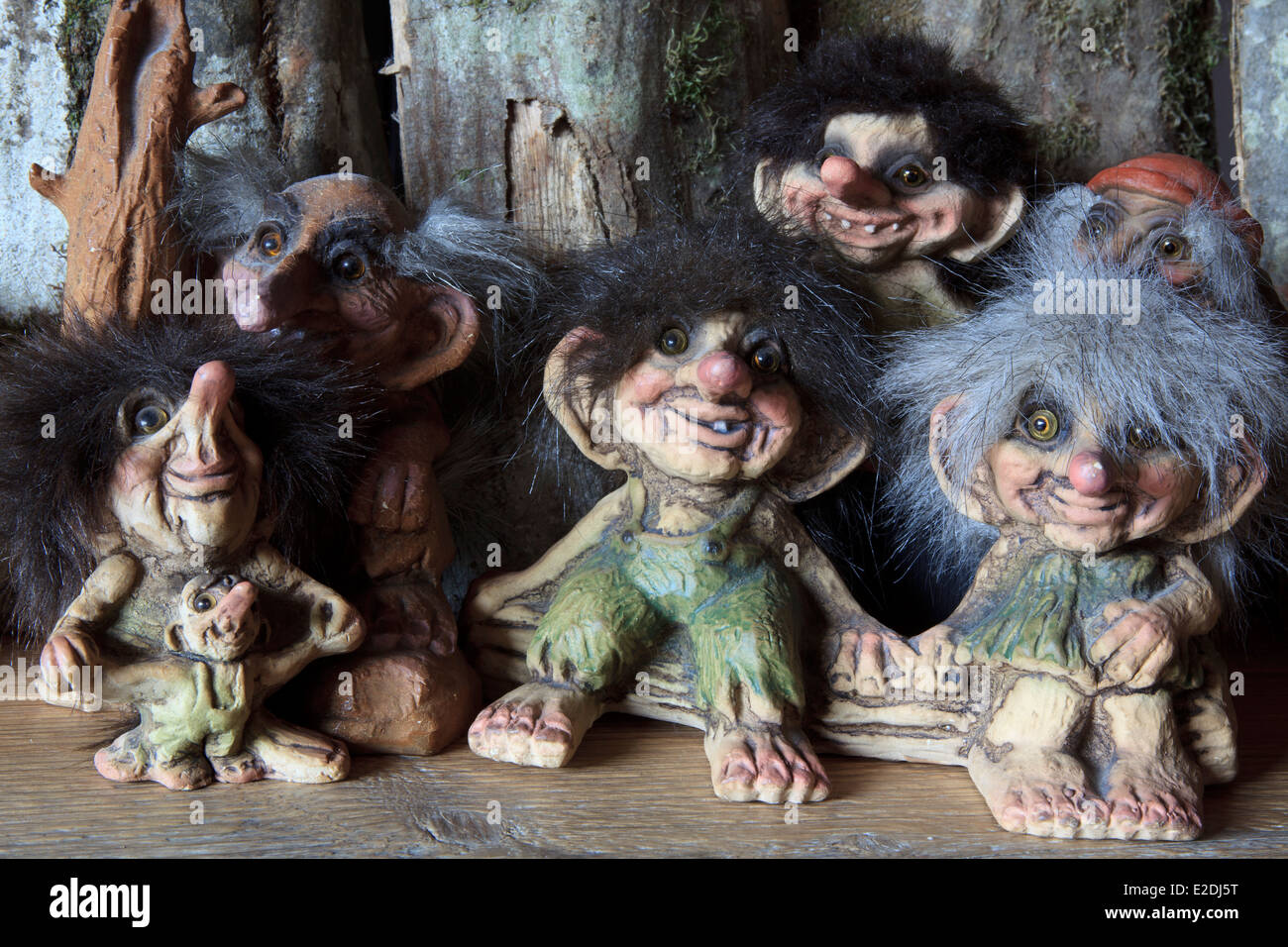 Trolls noruegos recuerdos para la venta en una tienda de regalos, Noruega, Europa Foto de stock