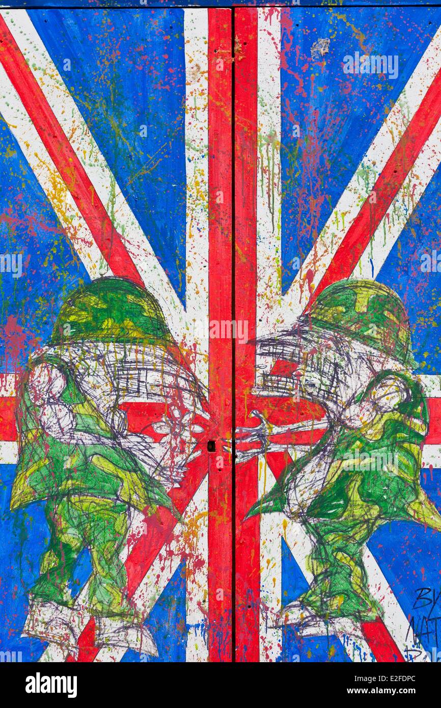 Reino Unido, Londres, East End, Brick Lane, inspirado tag bandera del Reino Unido Foto de stock