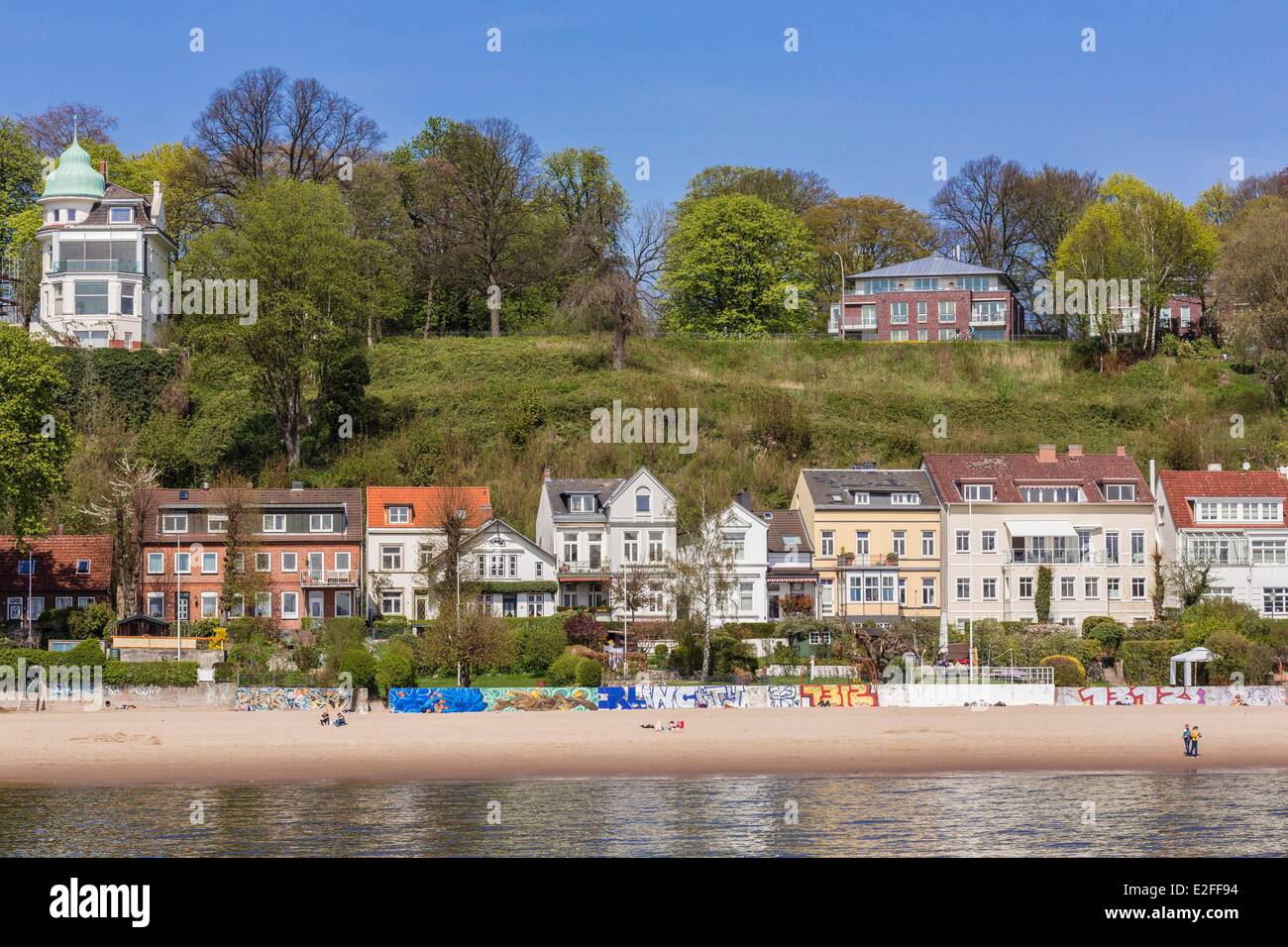 Alemania, Hamburgo, Ovelgonne zona, el río Elba con sus playas Foto de stock