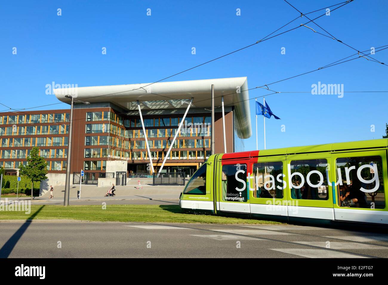 Francia Bas Rhin Estrasburgo Ágora edificio del Consejo Europeo por los arquitectos Arte y crear Foto de stock