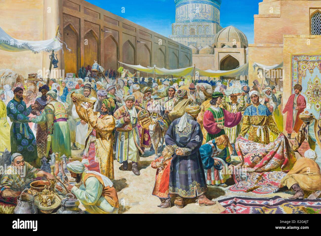 La ruta de la Seda Uzbekistán Tashkent lugar Tamerlán Tamerlán museo una pintura Foto de stock