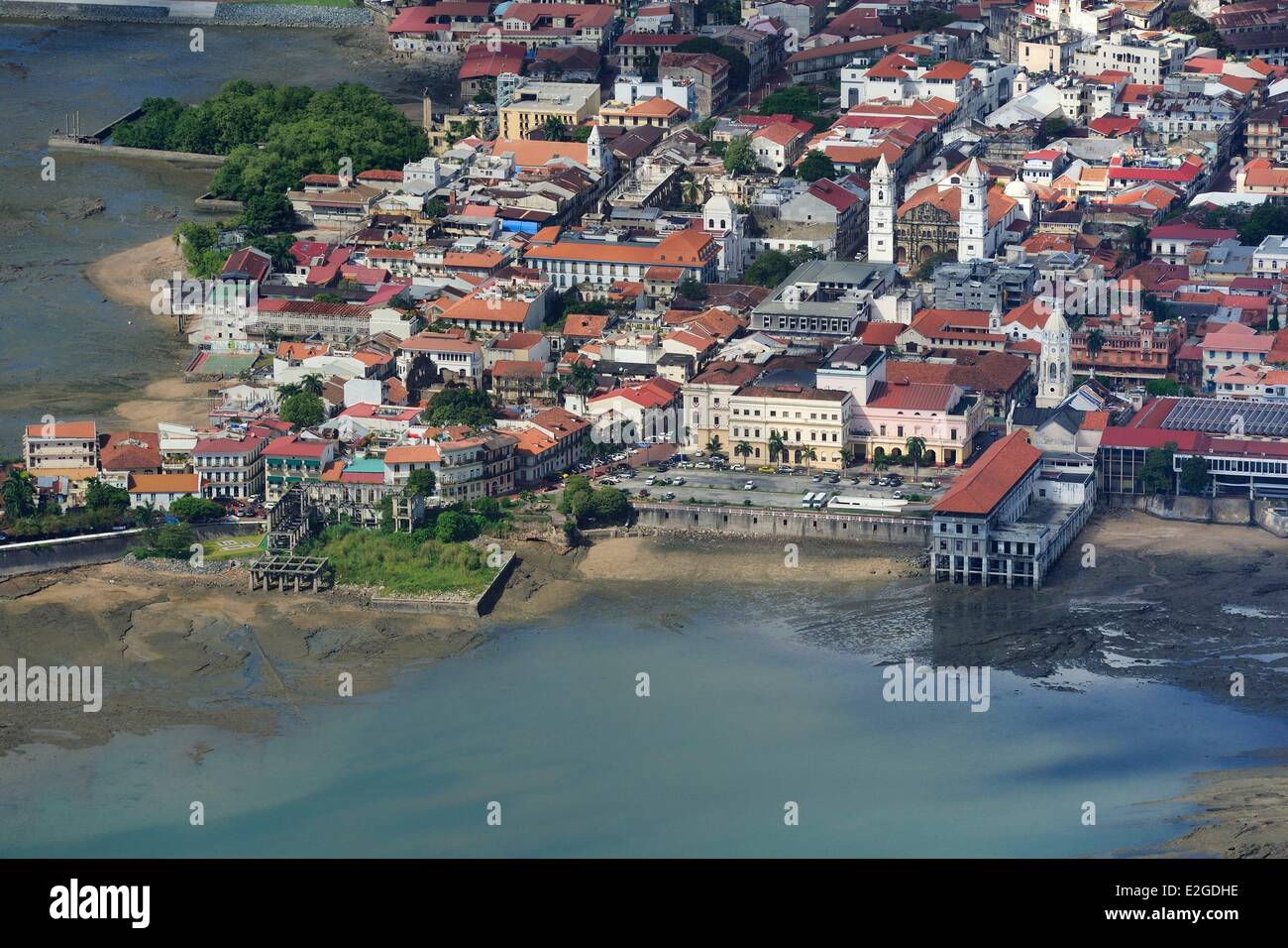 Ciudad de Panamá, Panamá Ciudad histórica listados como Patrimonio Mundial por la UNESCO Casco Antiguo (Viejo) (vista aérea) Foto de stock