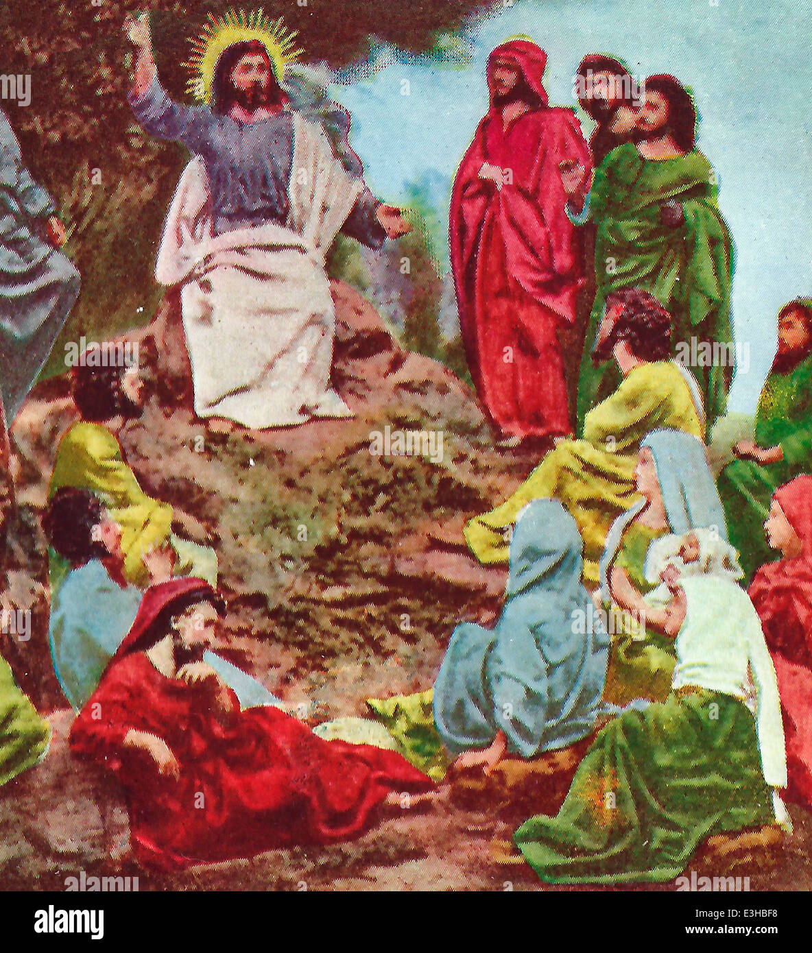 Jesucristo predicando el Sermón de la montaña Foto de stock