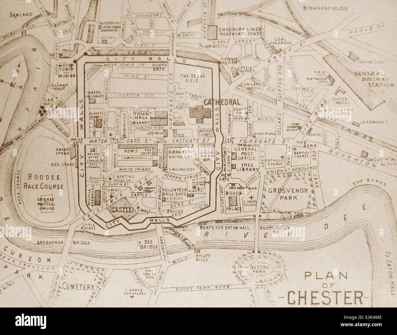 Mapa de Chester 1900 Fotografía de stock Alamy
