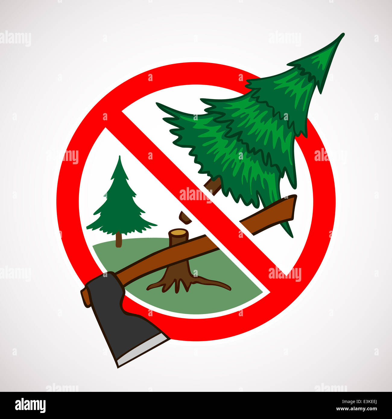 Detener la tala de árboles vivos para Navidad firmar. No talar árboles  vivos para la Navidad, por favor! Fotografía de stock - Alamy