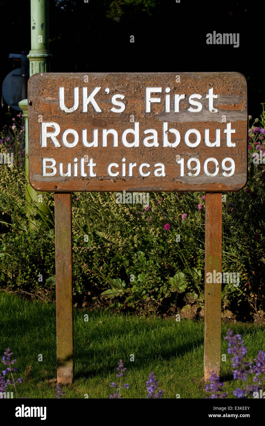 Britains primera rotonda construida en c.1909, Letchworth Garden City, Hertfordshire, Reino Unido. Foto de stock