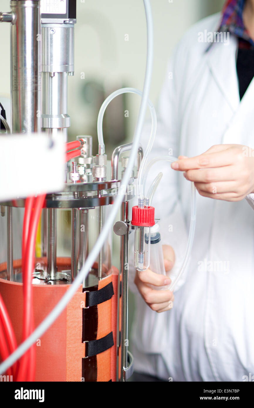 El proceso de pruebas de investigación química en el laboratorio Foto de stock